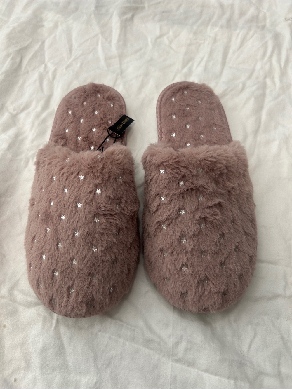 Coco + Carmen Faux-Fur Star Slip-Ons in Mauve